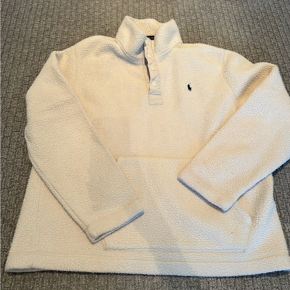 Ralph Lauren Polo Fuzzy Sherpa Quarter Snap Jacket Large